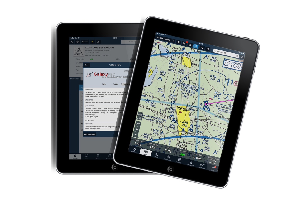 Help your pilot find their way to Galaxy FBO at KCXO. A perfect and functional gift for any pilot is a subscription to ForeFlight Intelligent apps for pilots. ForeFlight integrates charts, airport information and FBO data utilizing NOAA, Federal Aviation Administration, AOPA and Universal weather sources. This unique combination of information provides Foreflight customers access to important information covering all the airports in the USA.